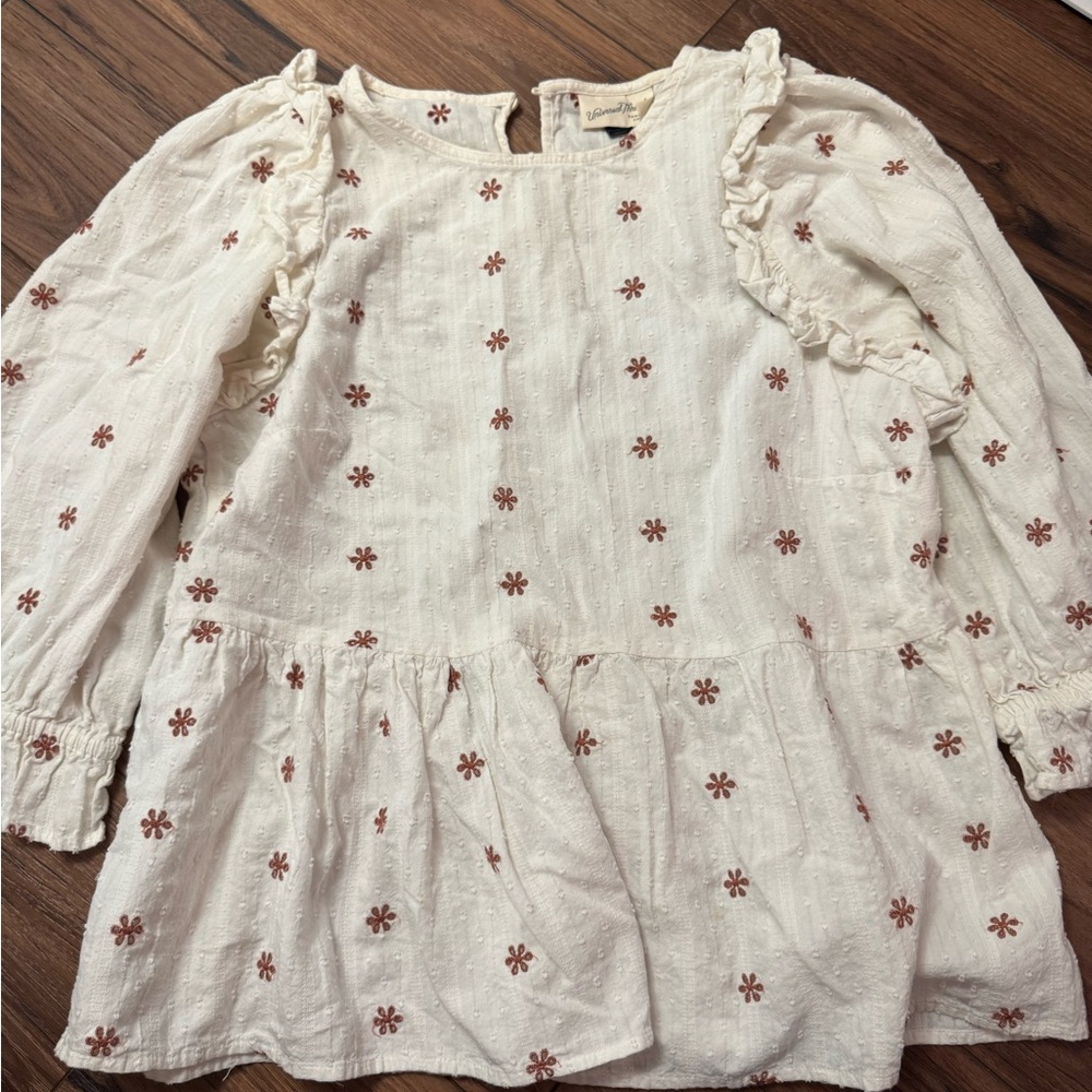 Cream Floral Long Sleeve Blouse